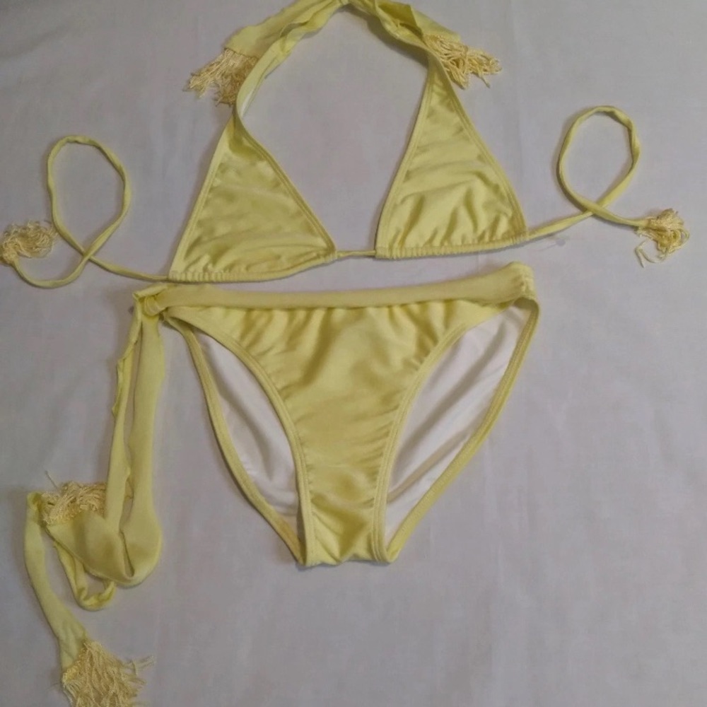 Inca Girl Yellow String Bikini Swimsuit Girl’s Size 14 NWOT Resort Wear Vacation